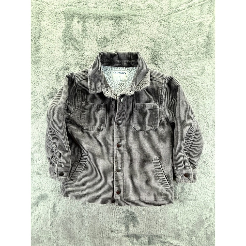 Old Navy Toddler Boys Corduroy Shacket Grey Sherpa Lined Jacket 5T 421447-00